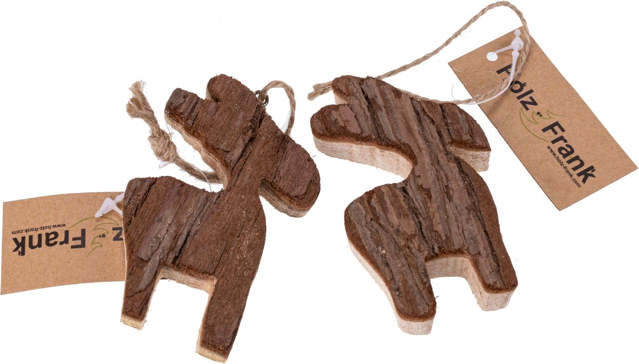 Weihnachtsanhaenger mit Rinde Elch Design
