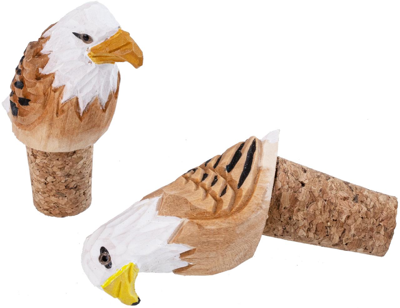 Flaschenkorken Holz Tiere handgeschnitzt und bemalt Adler