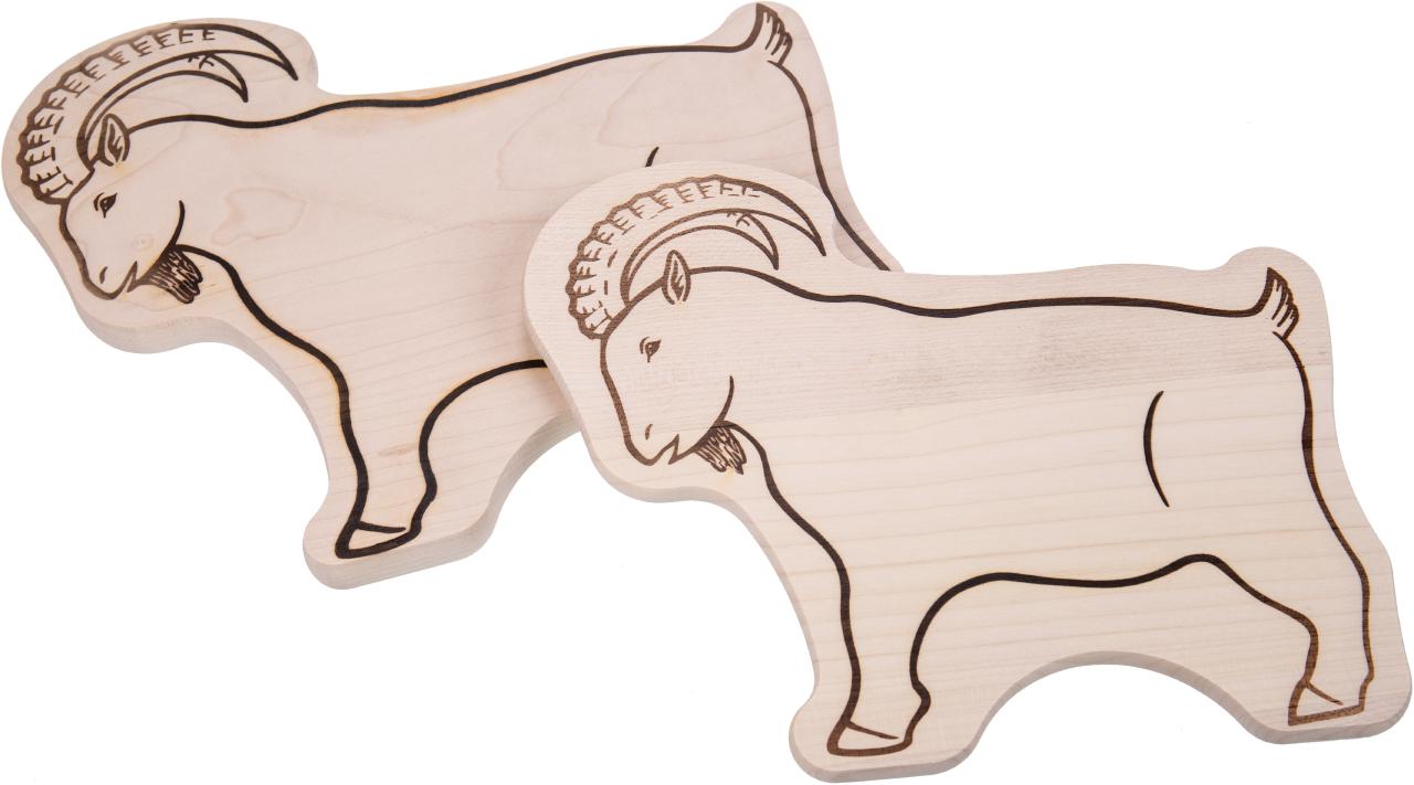 Schneidebrett aus Ahorn Holz in Tierform Steinbock klein