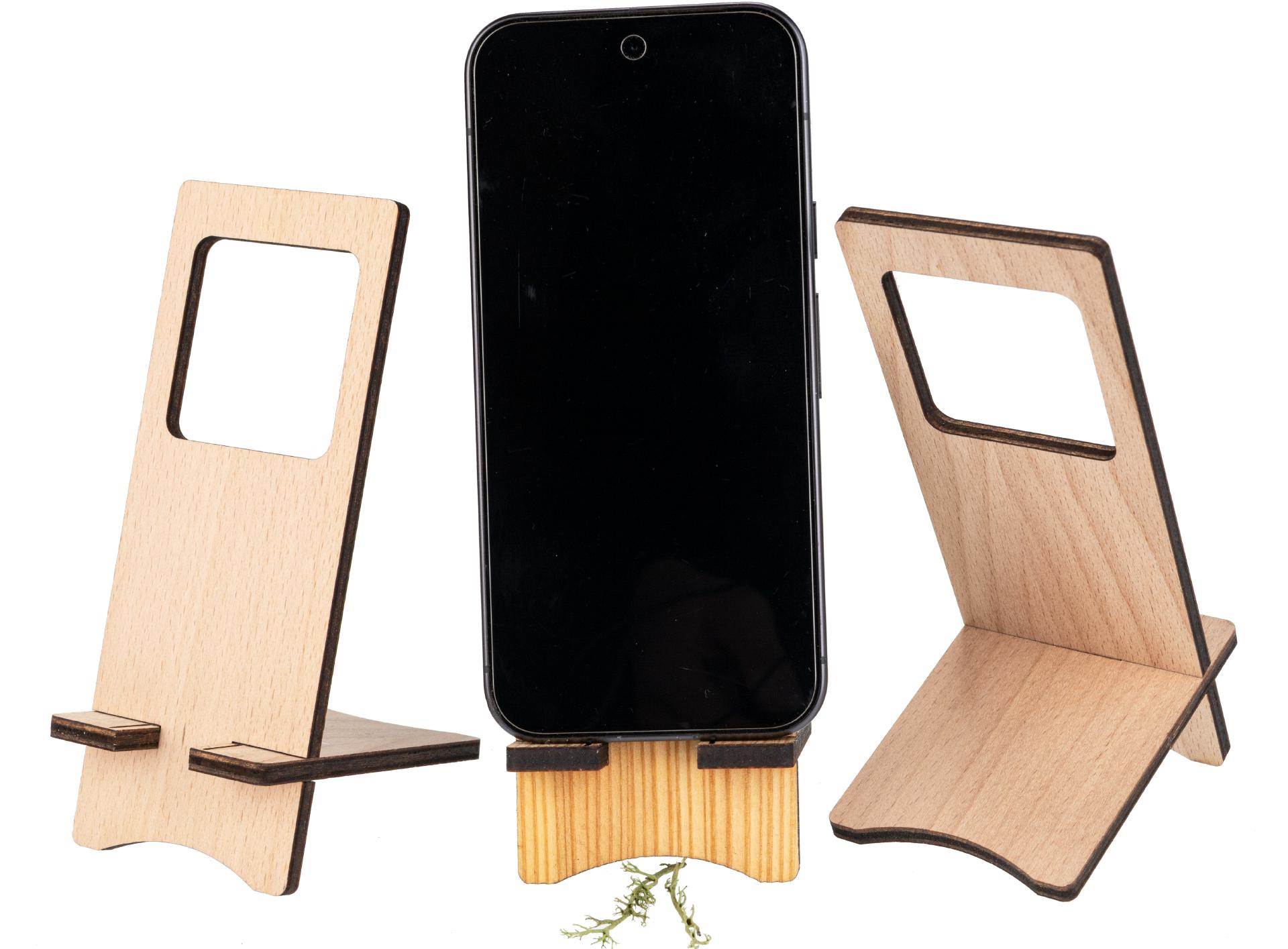 Nachhaltiger Holz Smartphone-Halter | Zum Stellen oder Hängen aus Buche FSC®