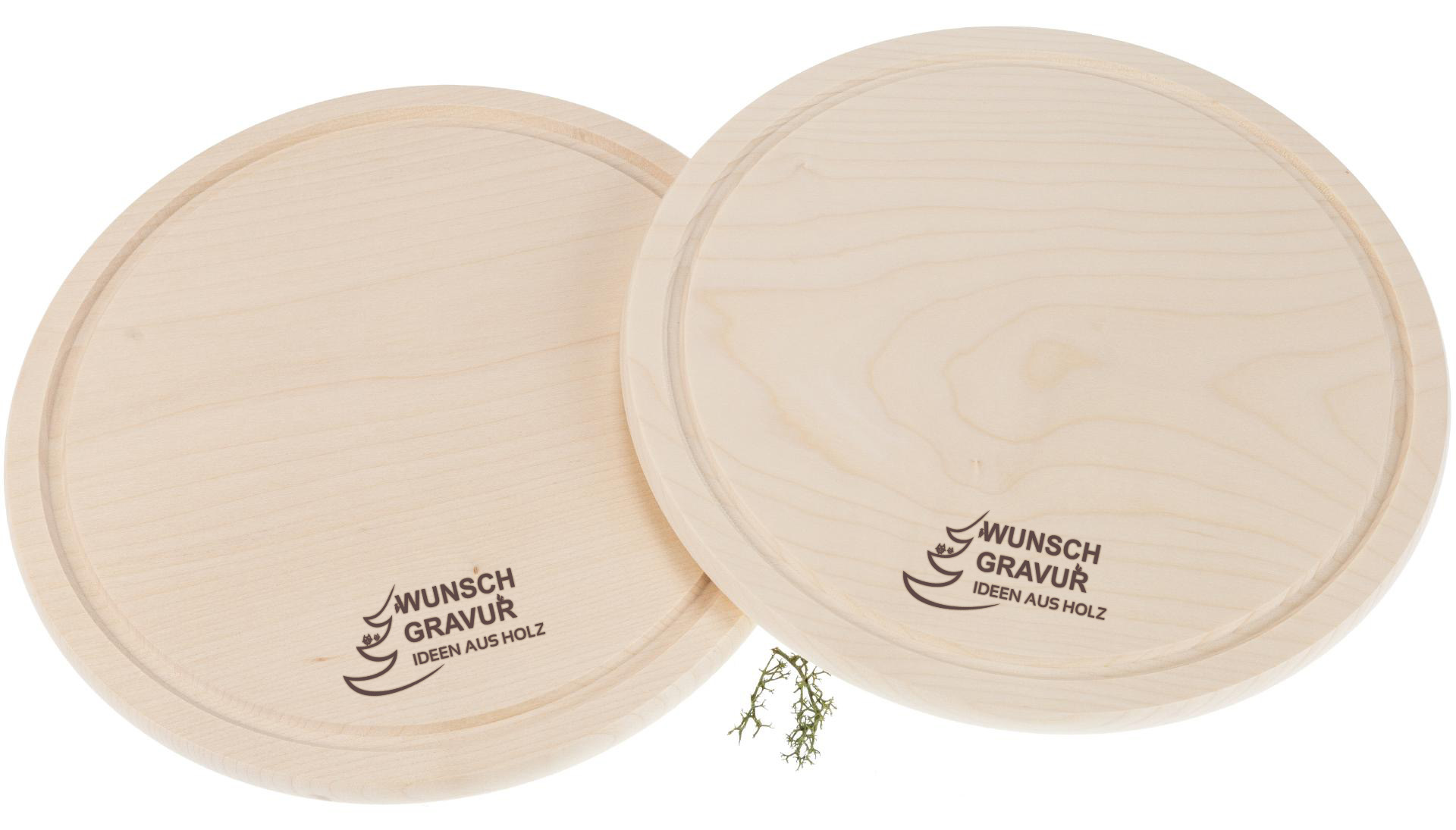 Individuelle Runde Schneidebretter aus FSC® Ahorn Holz mit Lasergravur 28 cm bis 40 cm²