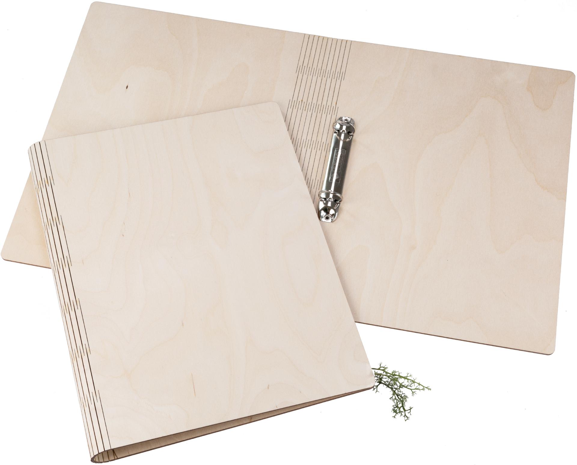 Personalisierter Ringordner aus Birkenholz mit Holzscharnier - Inkl. Lasergravur DIN A5 bis 100 cm²