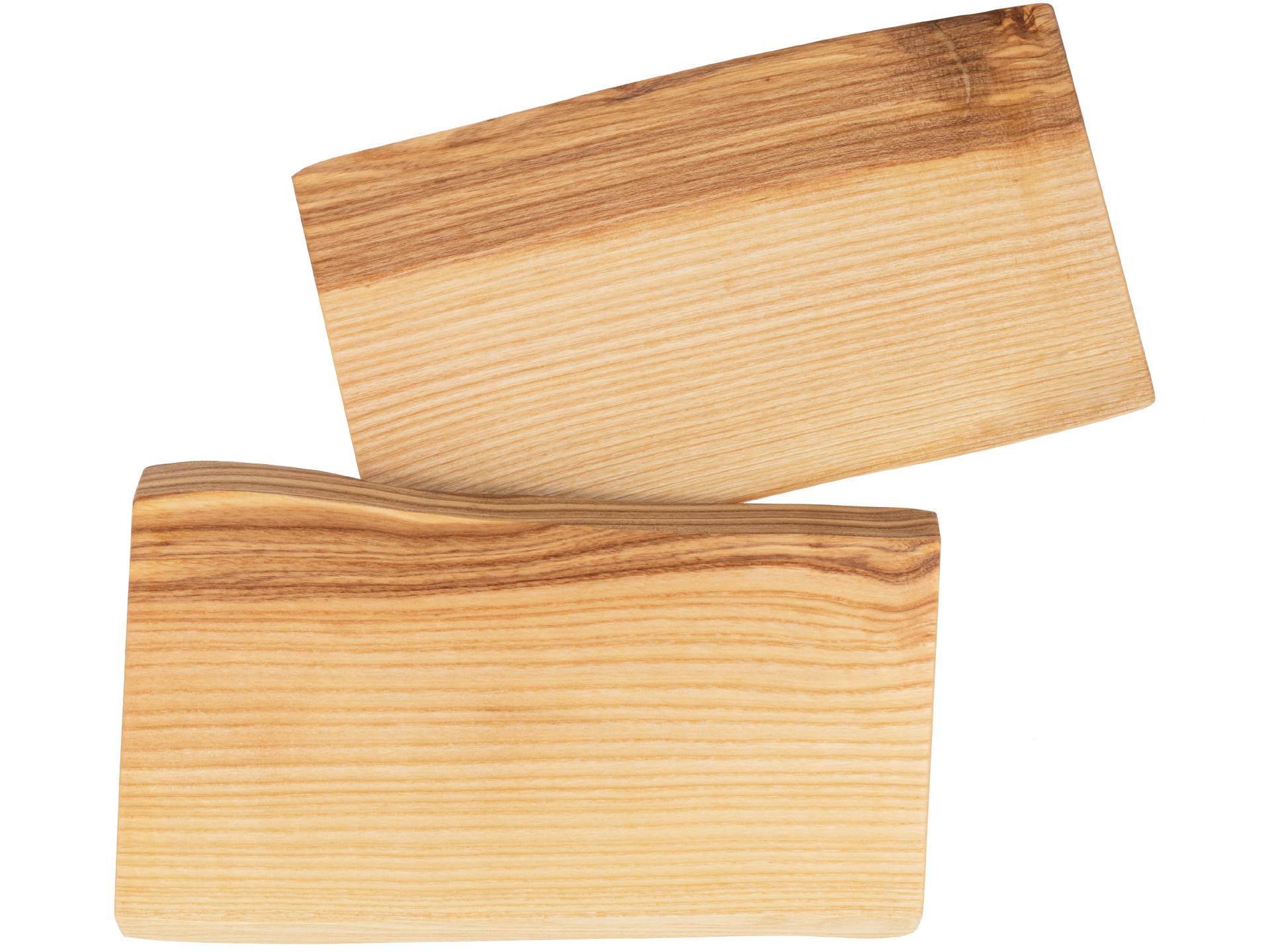 Holz Schneidebrett aus Kern Esche geölt mit Baumkante geschliffen 22mm dick 27 x 14-16 cm