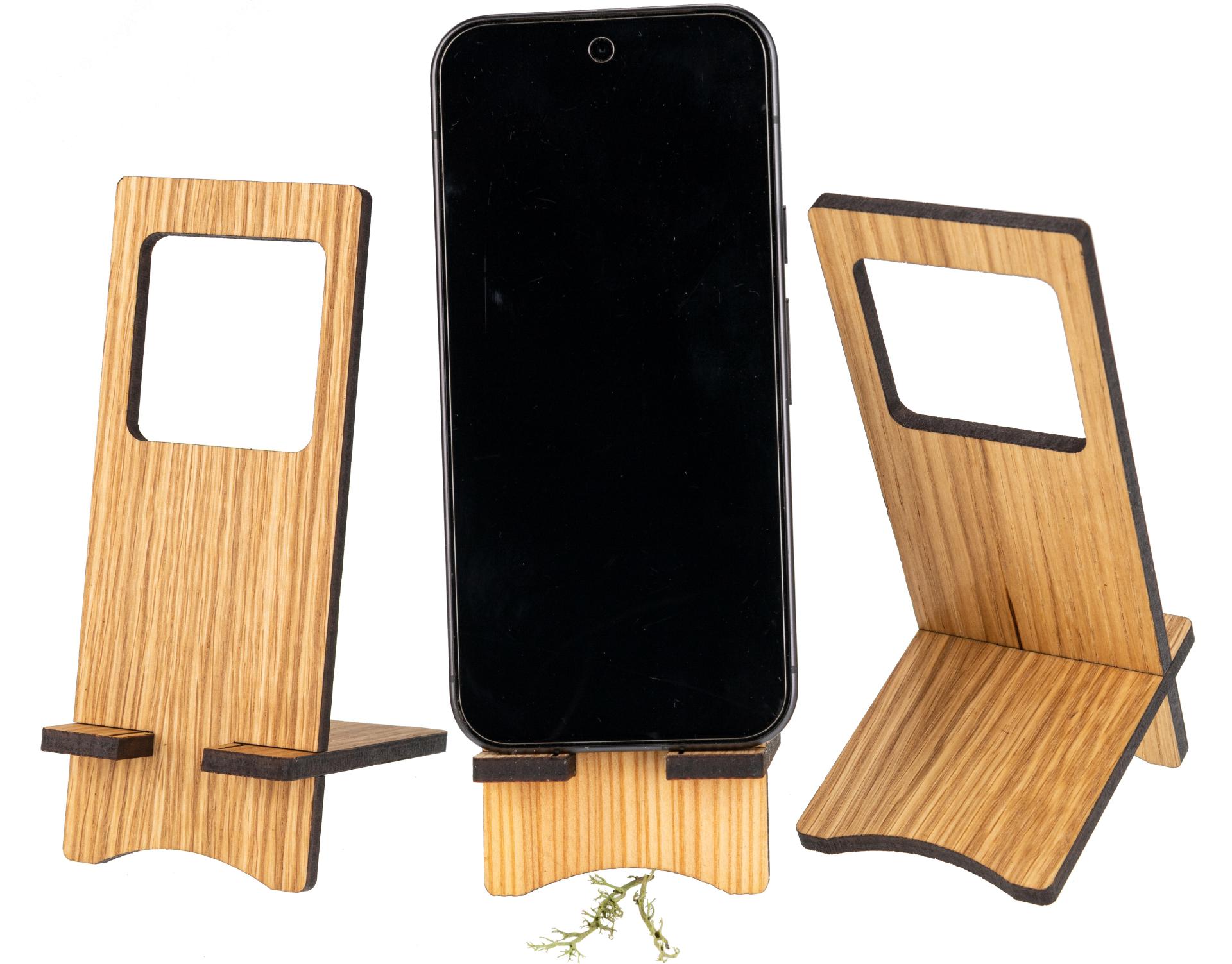 Nachhaltiger Holz Smartphone-Halter | Zum Stellen oder Hängen aus Eiche geölt FSC®