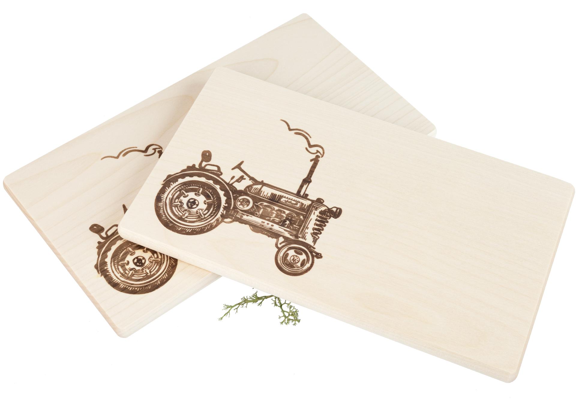 Frühstücksbrett FSC® Ahorn 26 x 15 x 1,2 cm - Traktor Oldtimer