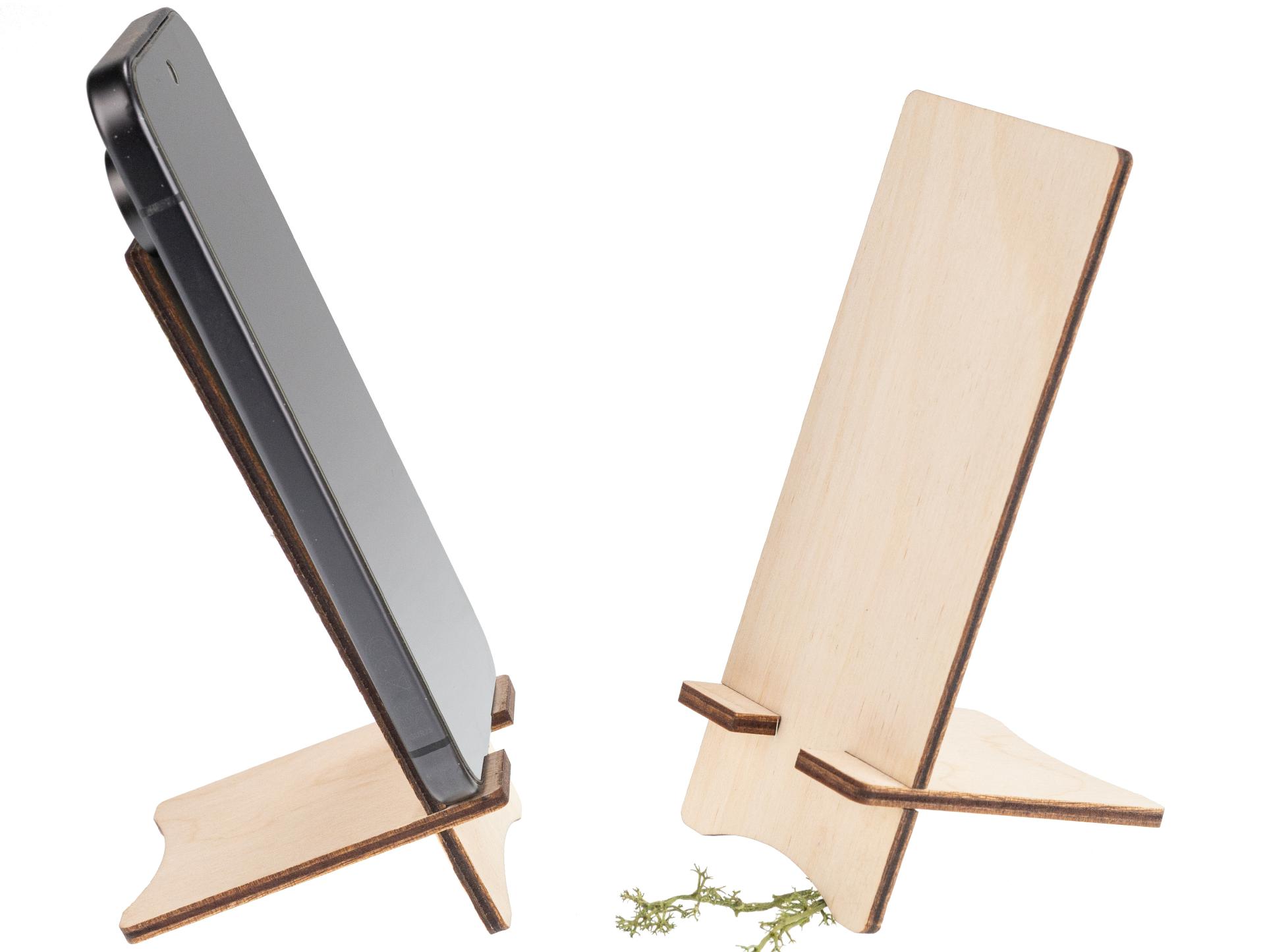 Holz Handyhalter aus Birkenholz - Ständer für Smartphones und Handys