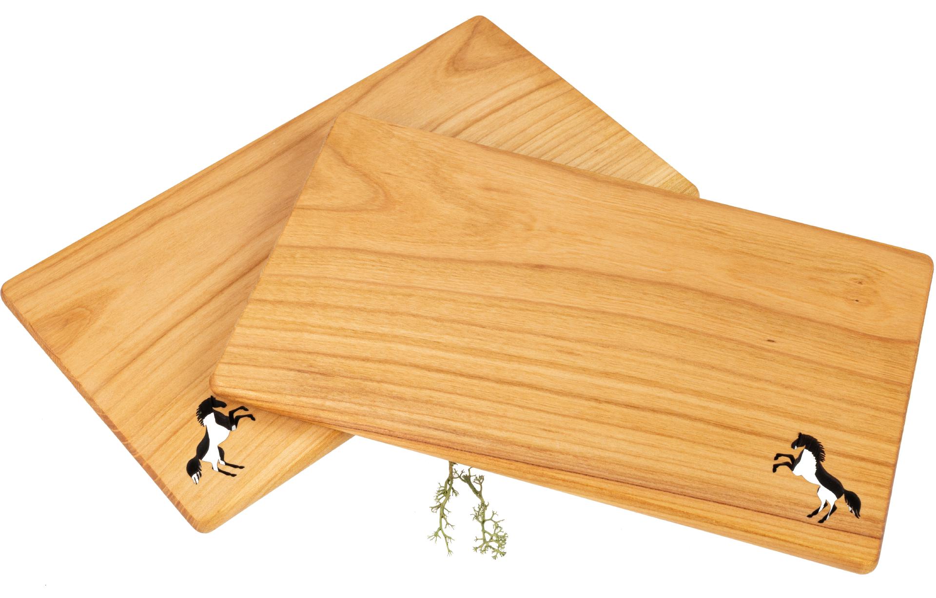 Schneidebrett aus geöltem FSC® Kirschholz - 26 x 15 x 1 cm - Pferd