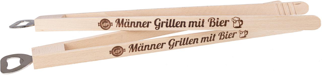 Grillzange Wuerstchenzange mit Flaschenoeffner und lustigen Spruechen Maenner Grillen mit Bier