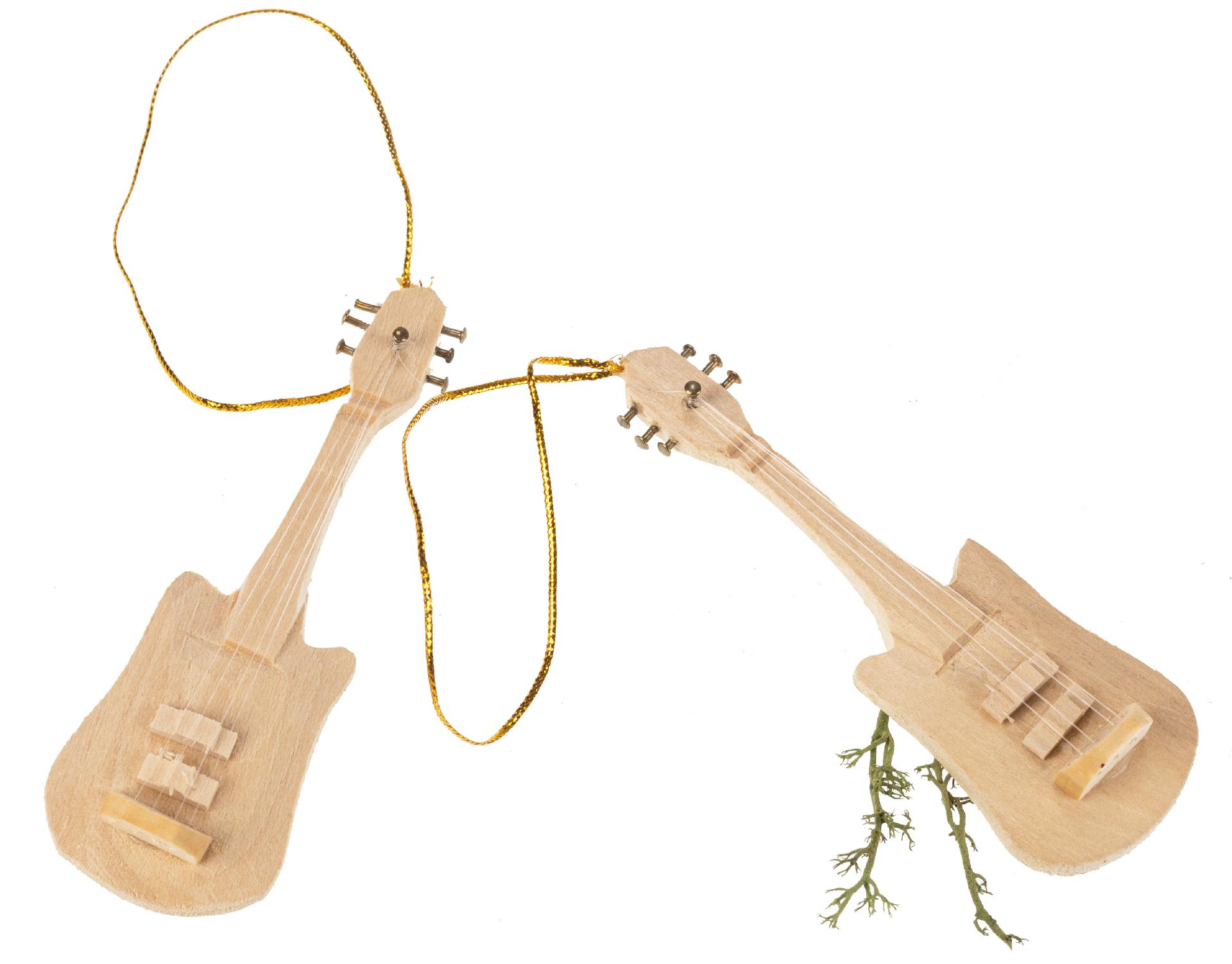 Handgeschnitzter Weihnachtsbaumschmuck | Gitarre aus Lindenholz