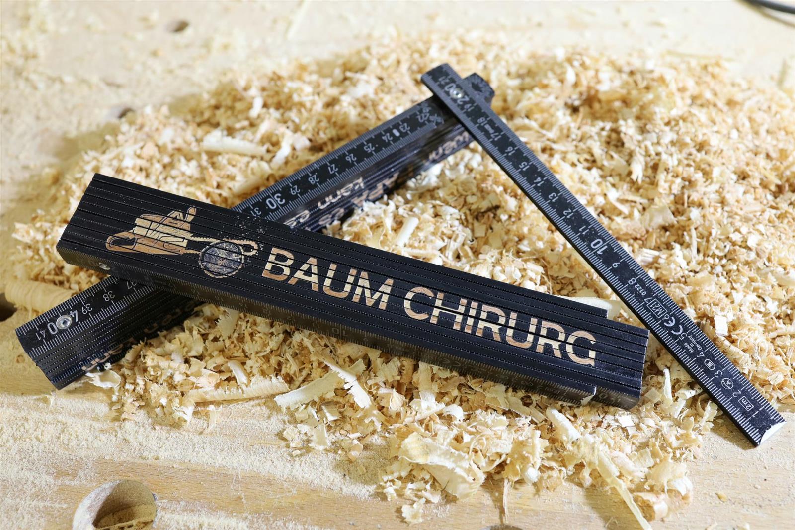 Baum Chirurg Foerster und Waldarbeiter Zollstock Schwarzer Meterstab