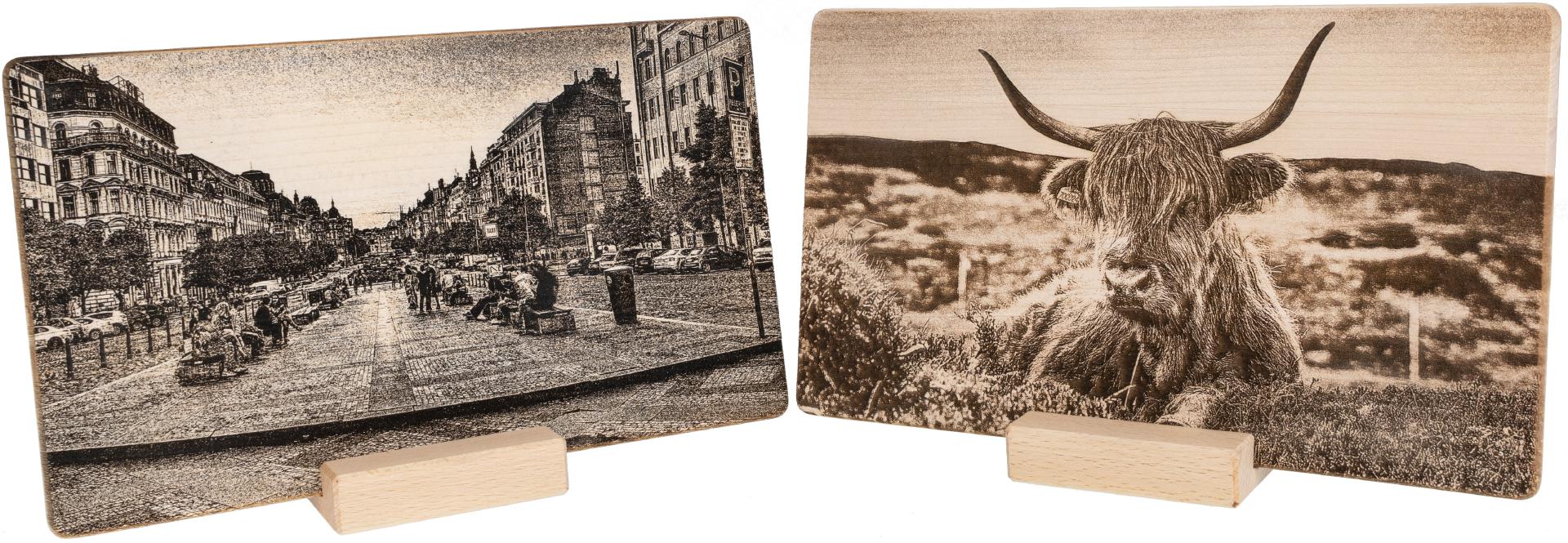 Fotogravur auf Holz Ahorn Brett rechteckig