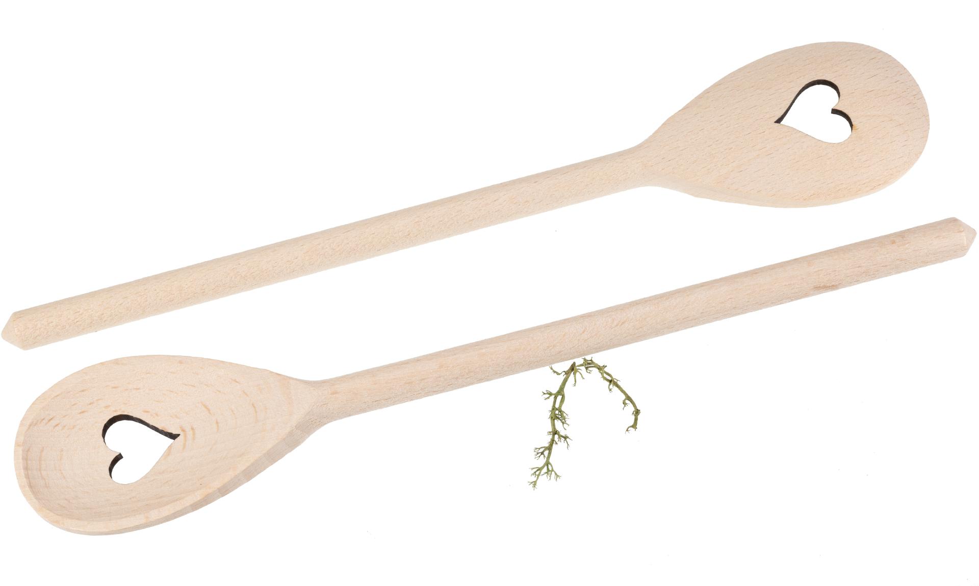 Holz Kochlöffel oval aus Buche - 30 cm - mit Herz Ausschnitt