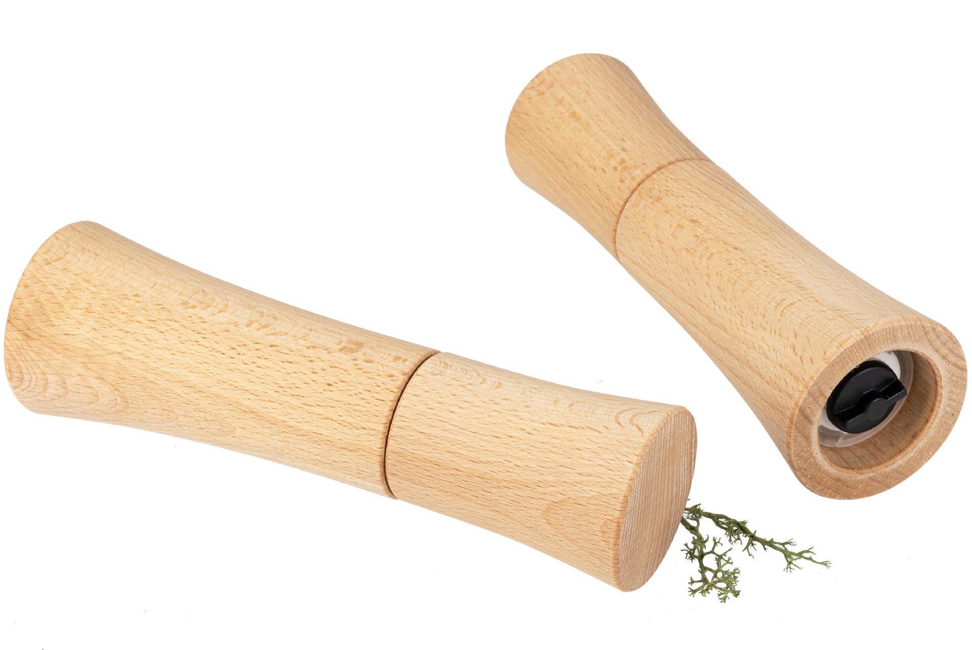 Salz-, Gewürz- und Pfeffermühle aus Buchenholz - 17 x 4,5 cm