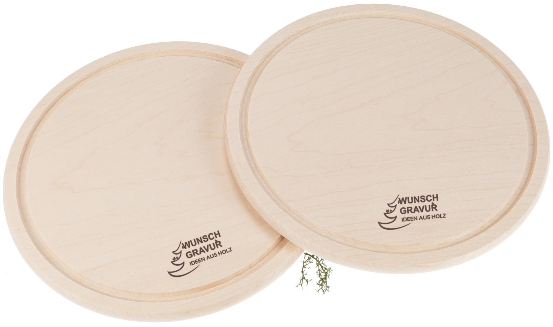 Individuelle Runde Schneidebretter aus FSC® Ahorn Holz mit Lasergravur 28 cm bis 40 cm²