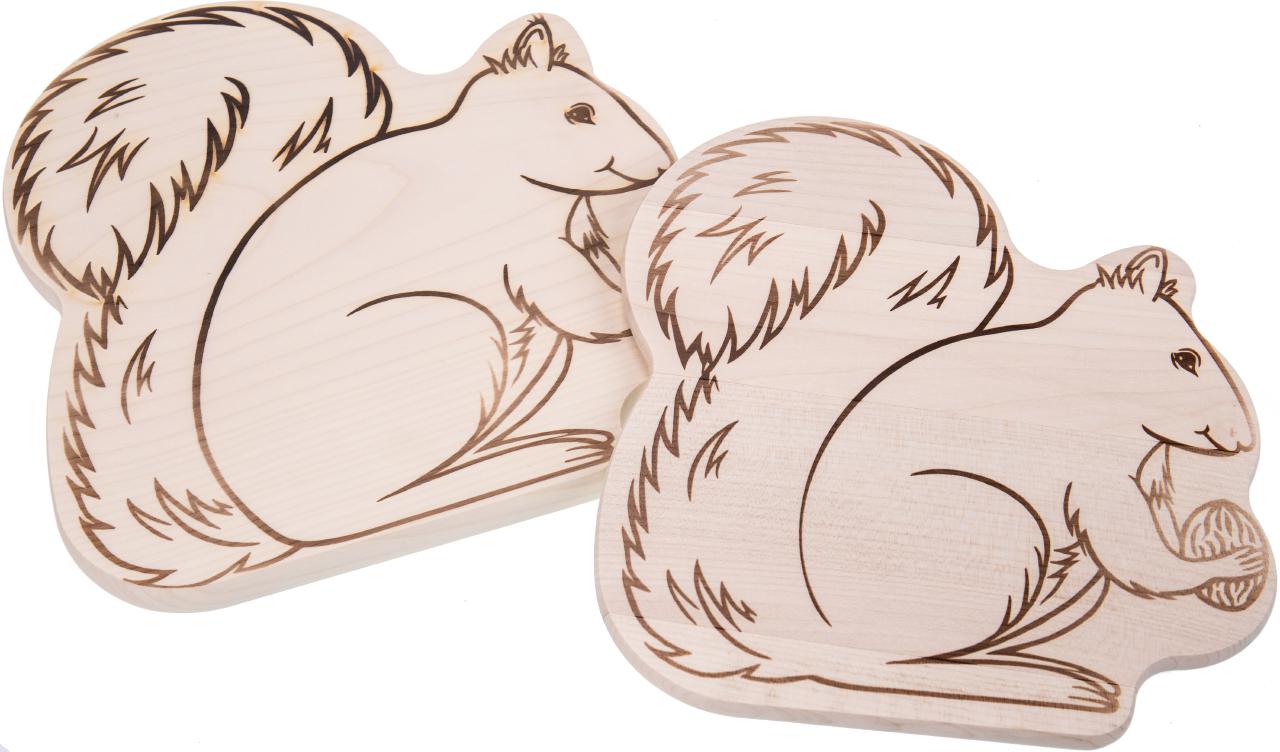 Schneidebrett aus Ahorn Holz in Tierform Eichhoernchen groÃŸ