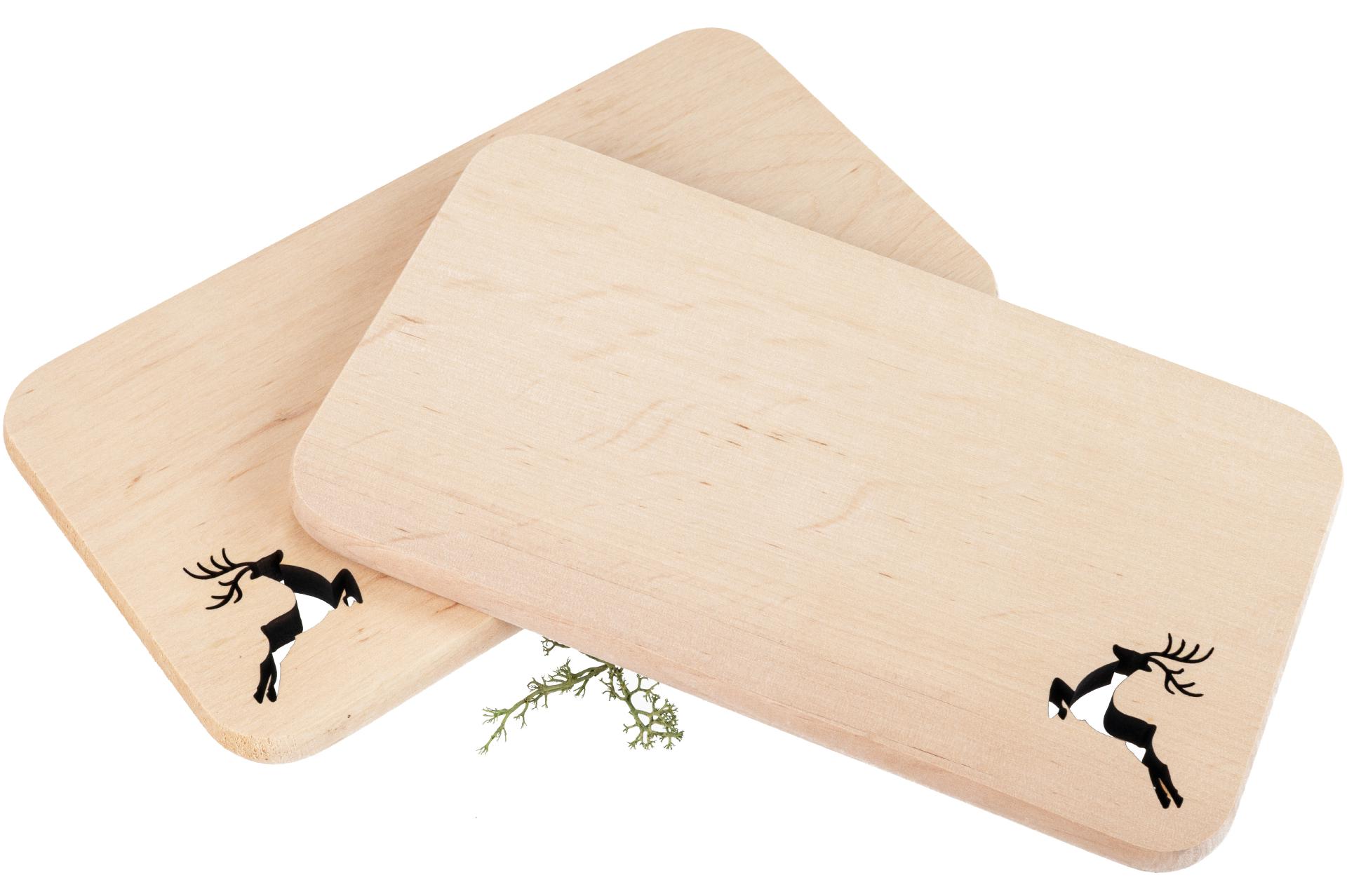 Schneidebrett aus FSC® Erle mit Laserschnitt 22,5 x 12,5 x 1,2 cm - Hirsch geölt