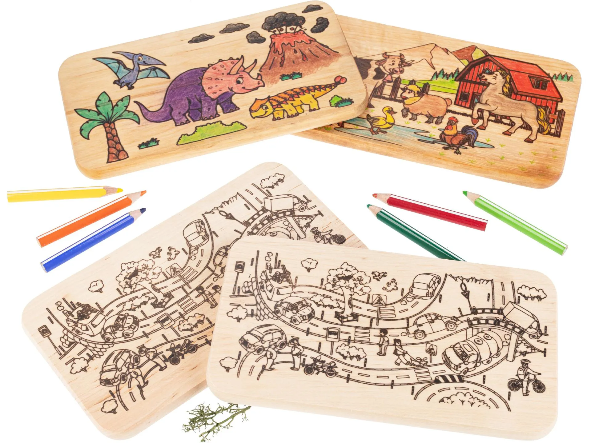 Frühstücksbrett Kinder FSC® Ahorn 26 x 15 x 1,2 cm - Autos & Verkehr malbrett