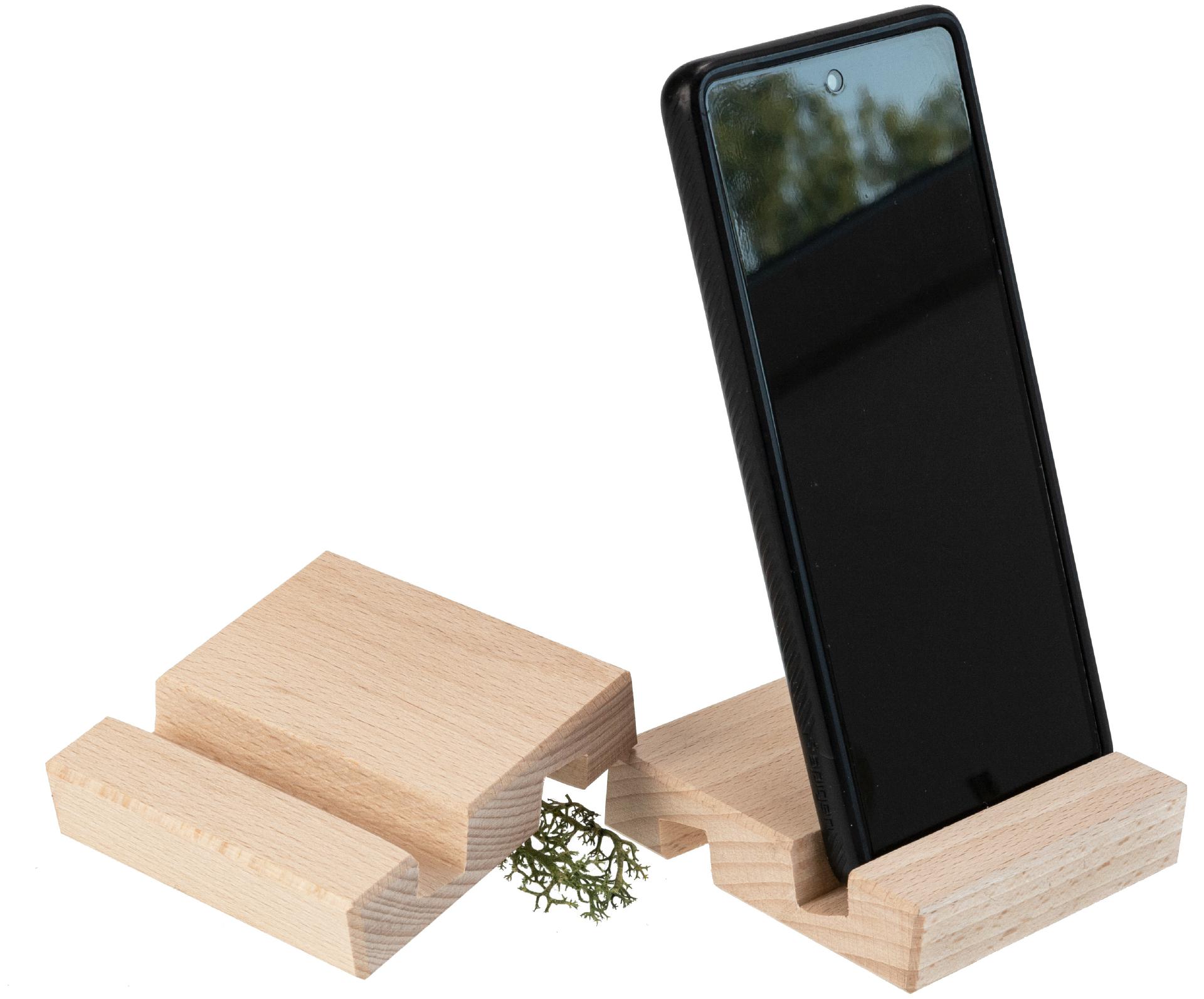 Smartphone- und Tablet-Halter aus Buche mit 13 mm Nut- roh