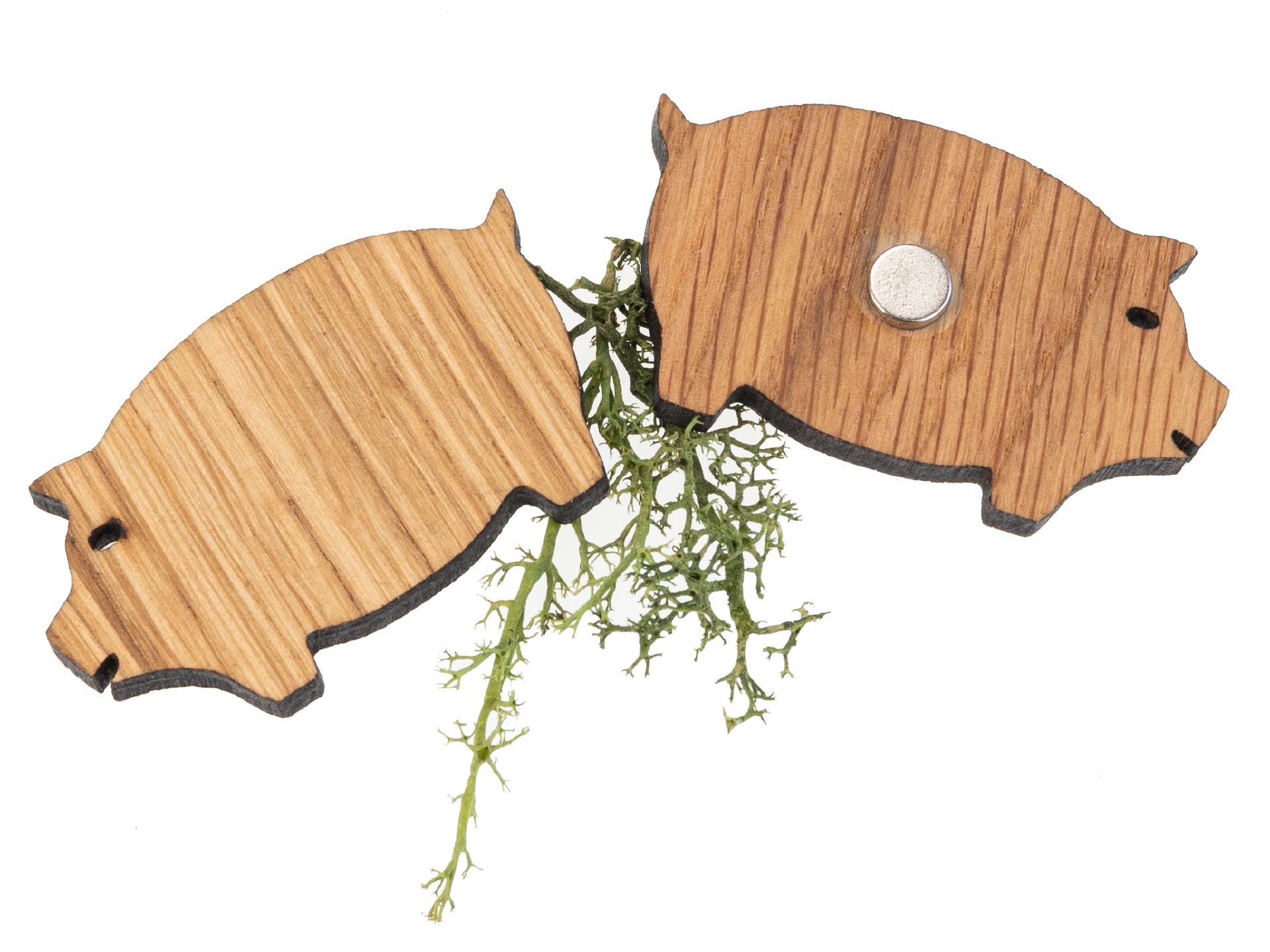 Holz Magnet in Schweinchen Form | Eiche geölt FSC® zertifiziert