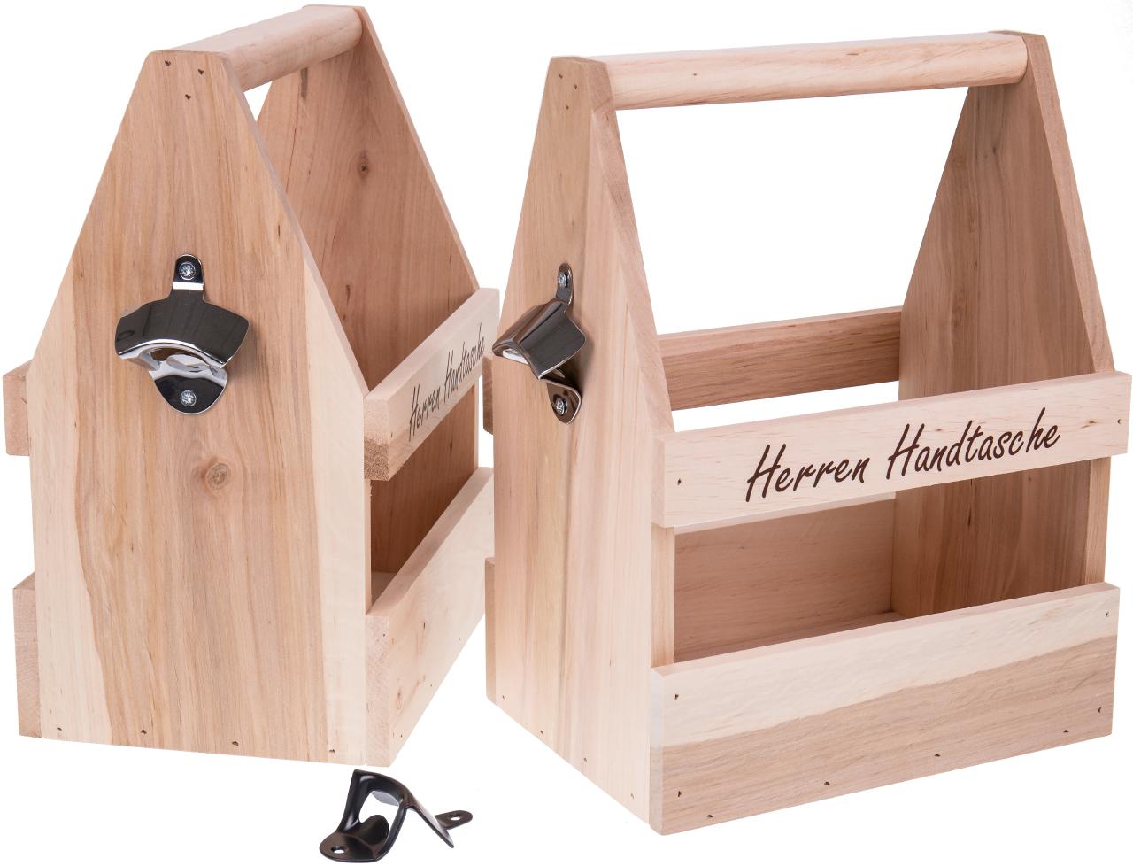 Holz Biertraeger Erle massiv Druck: Herren Handtasche