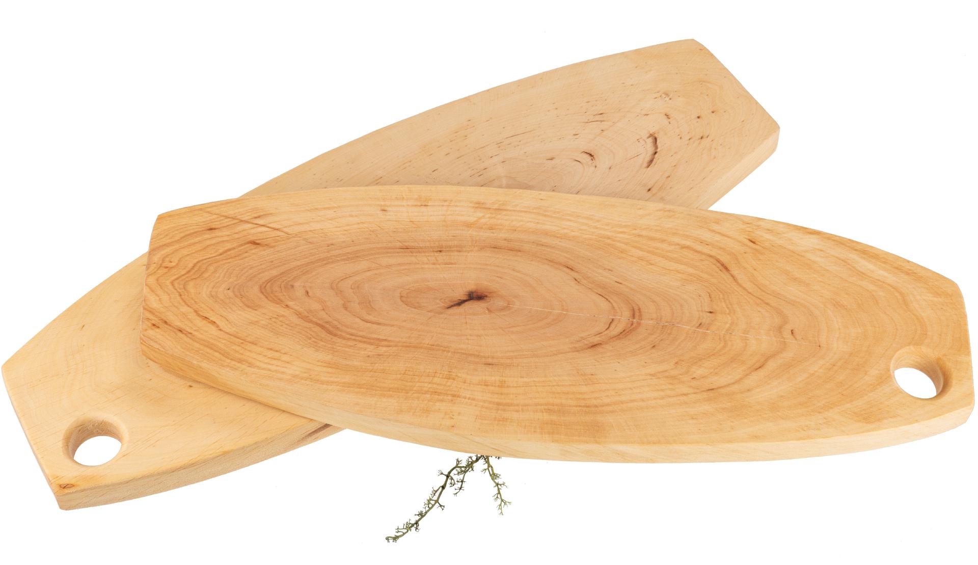 Rustikales Holz Brotzeitbrett mit Loch aus Erle geölt - 50 - 60 cm