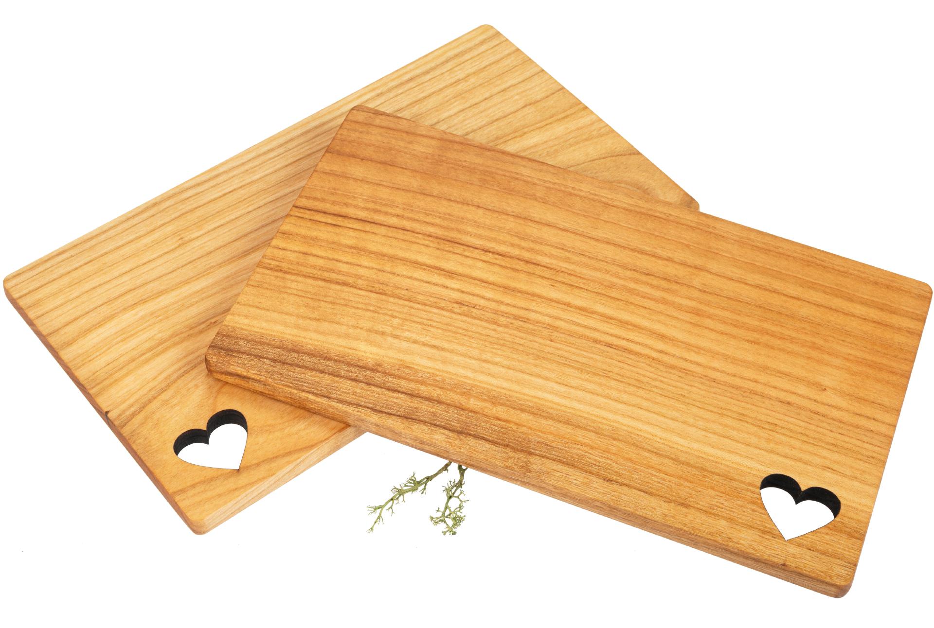Schneidebrett aus geöltem FSC® Kirschholz - 26 x 15 x 1 cm - Herz