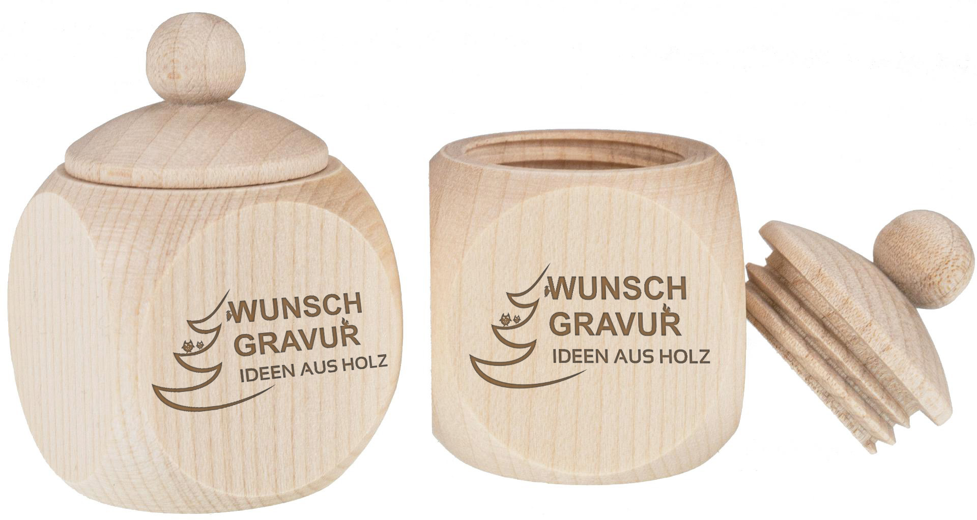 Personalisiertes Holz Zahn Doeschen mit Laser Gravur