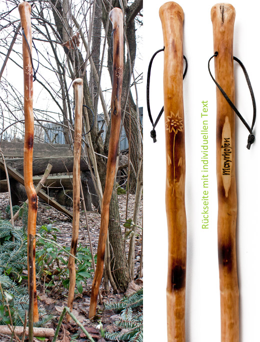 Hirtenstock mit geschnitztem Edelweiß - Wanderstock für alpine Abenteuer 110 cm