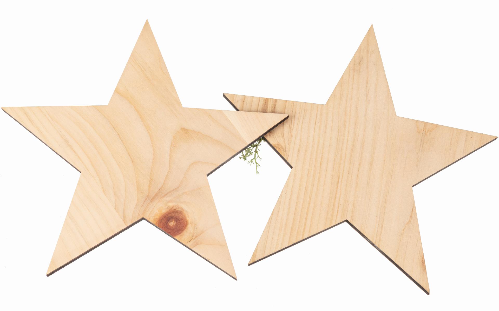 Holzstern aus duftender Zirbe - lasergeschnittene Weihnachtsdekoration 200 x 200 x 5 mm