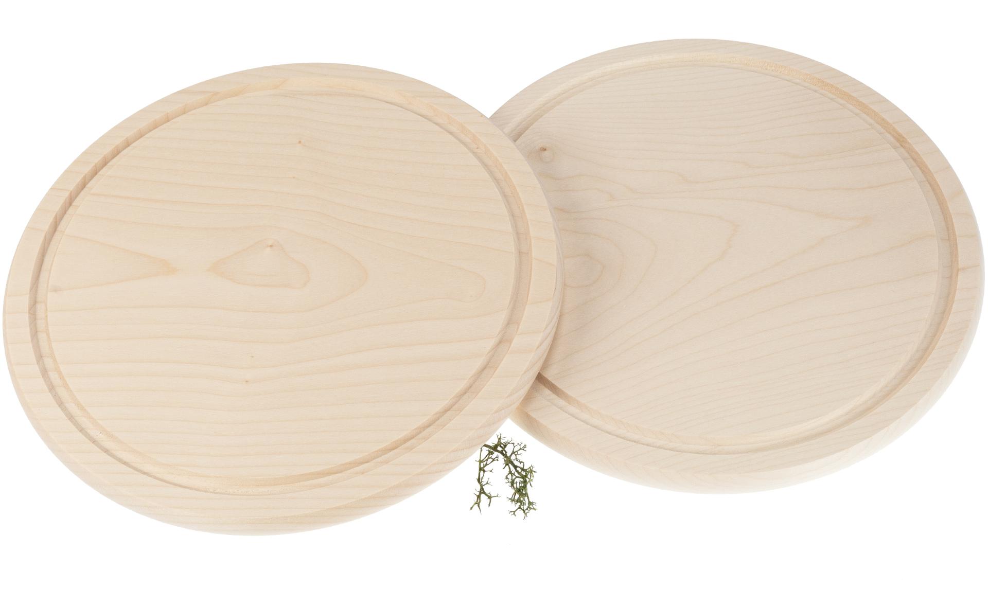 Runde Schneidebretter mit Saftrille aus FSC® Ahorn Holz Ø 22 cm