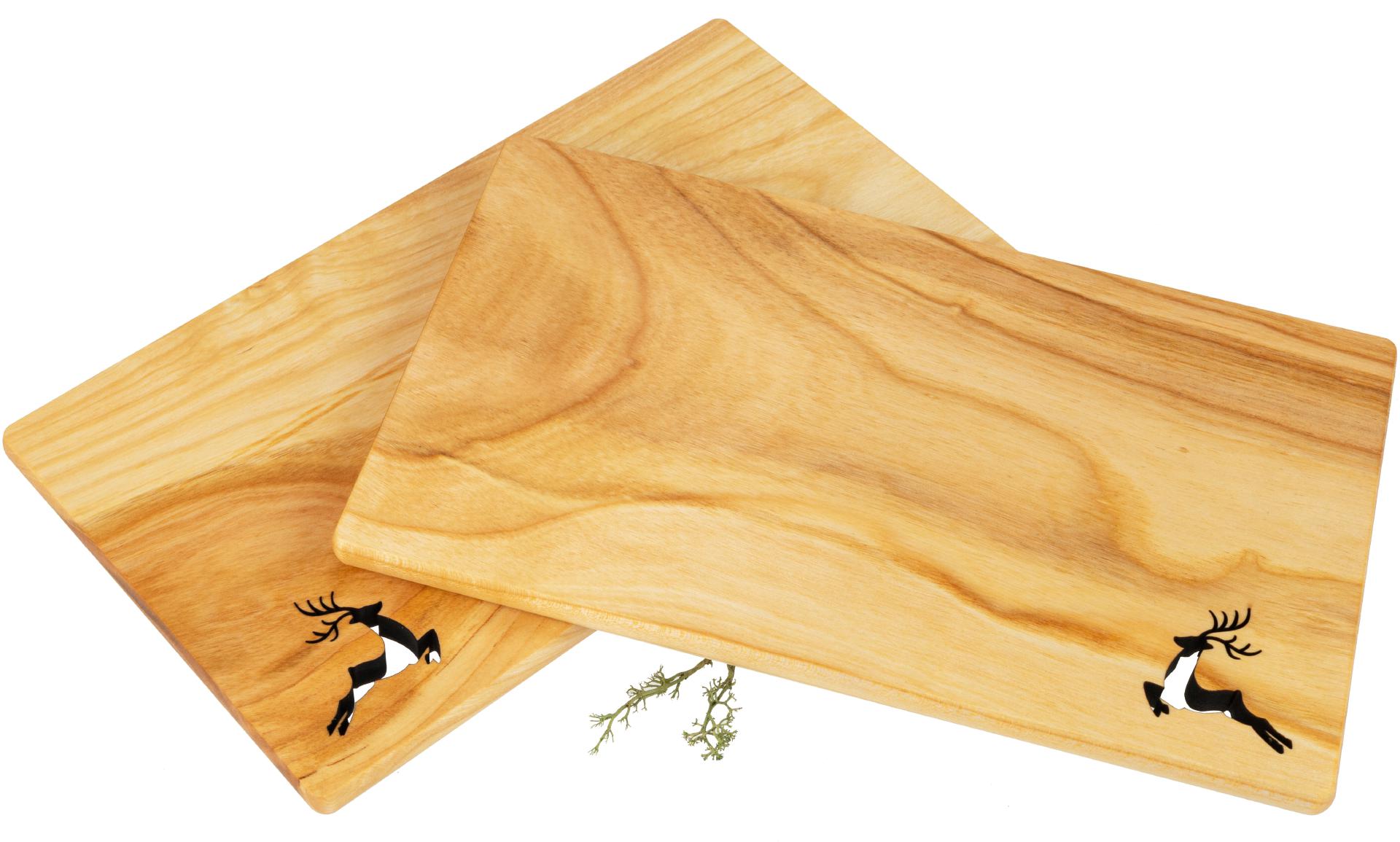 Schneidebrett aus geöltem FSC® Kirschholz - 26 x 15 x 1 cm - Hirsch