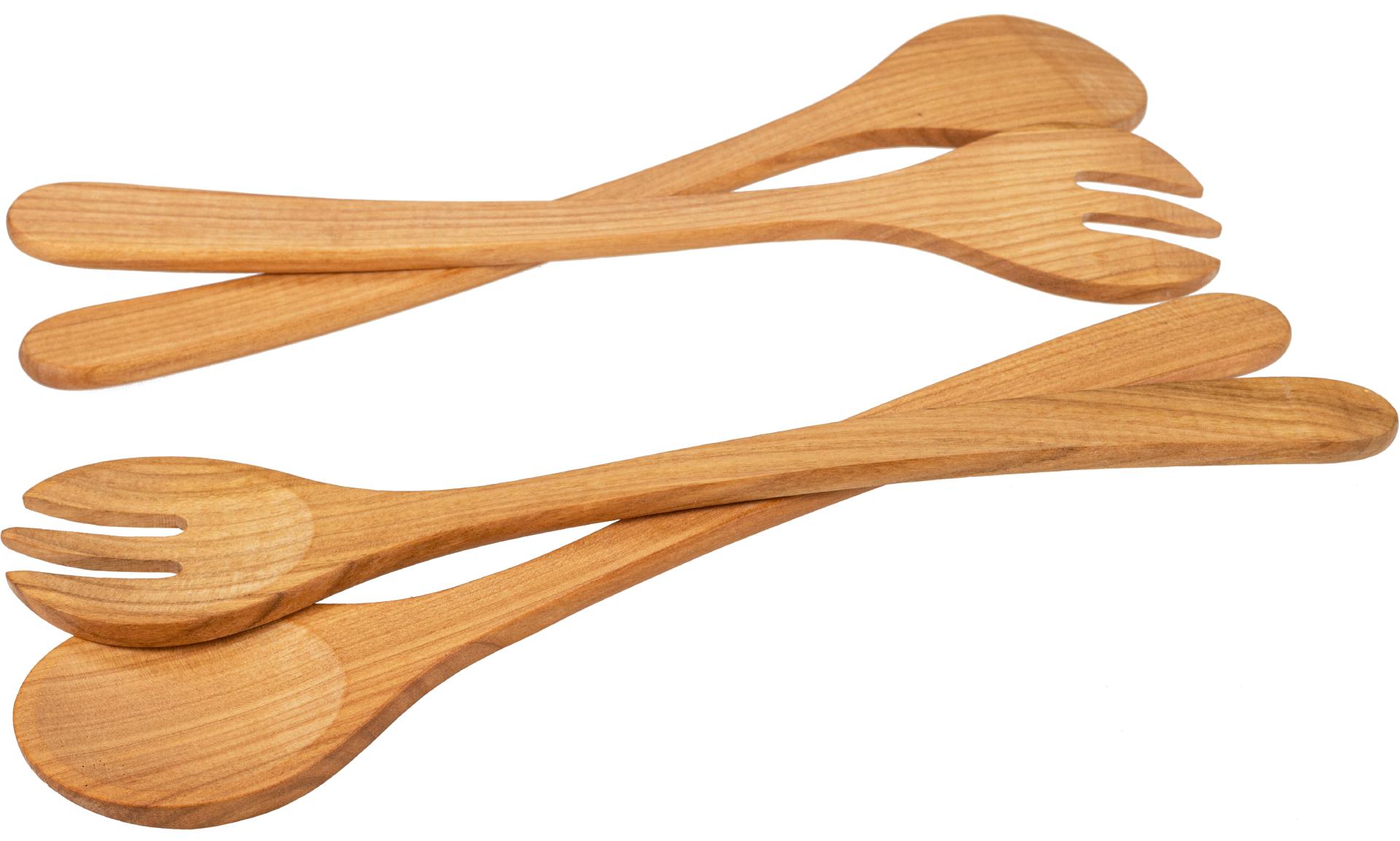 Salatbesteck 2-Teilig aus Geöltem Kirschholz - 35 cm