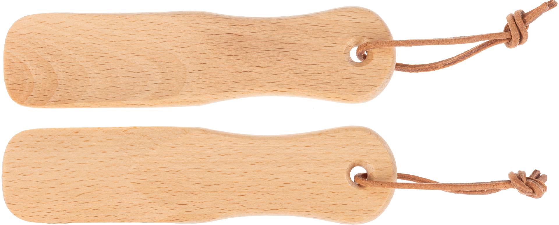 Holz Schuhlöffel aus Buche mit Lederband - 15,5 x 3,6 cm