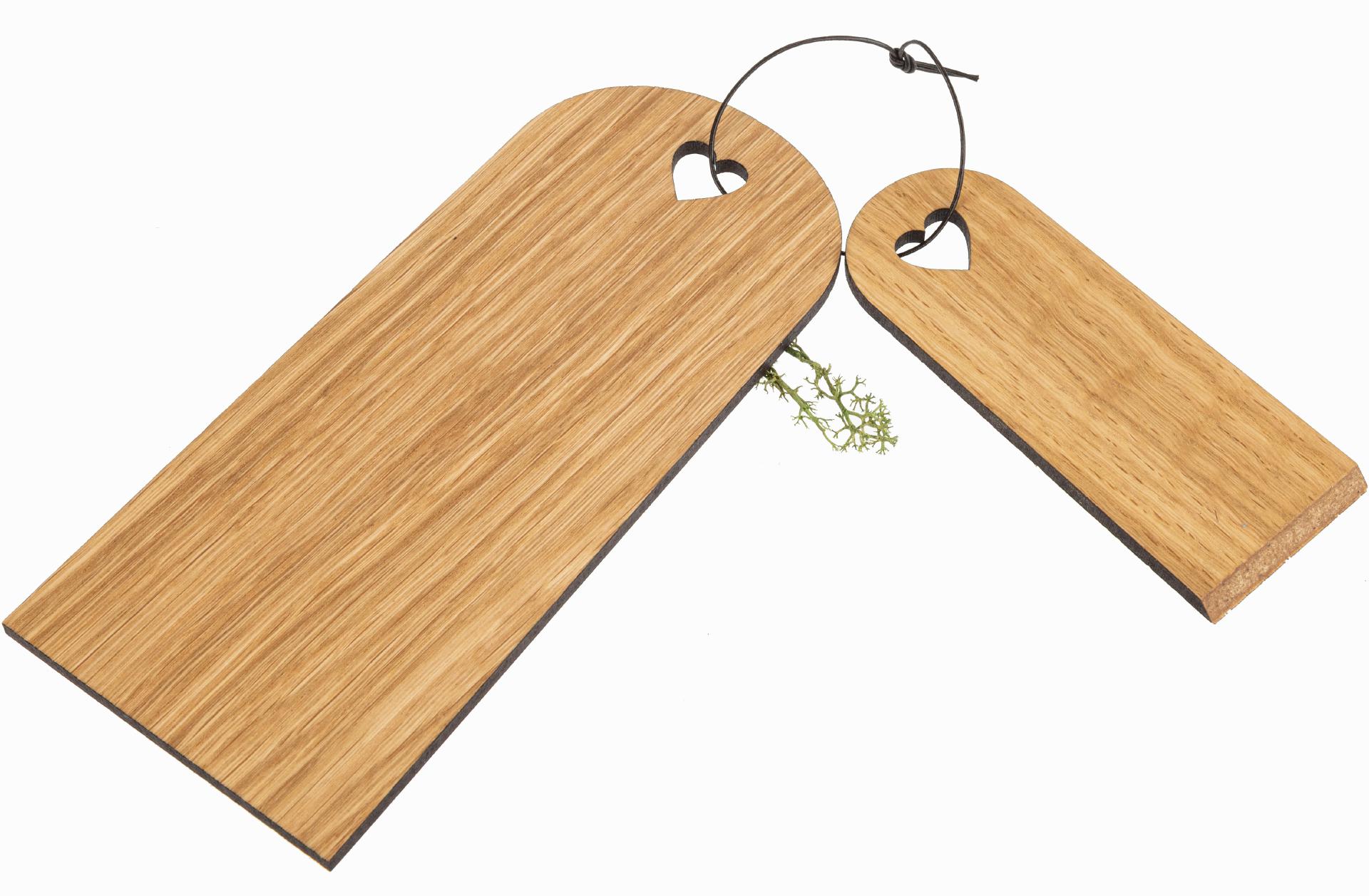 Raclette-Set mit Brettchen und Schaber aus FSC® Eiche geölt - Herz Design