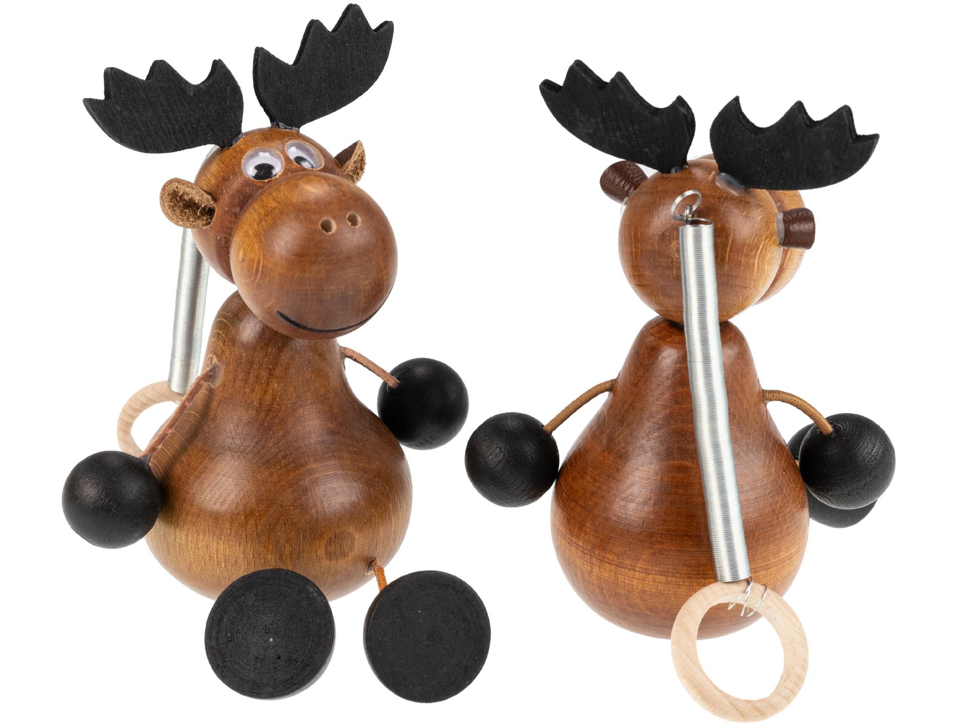 Schwingfiguren / Hüpftiere aus Holz - Elch braun