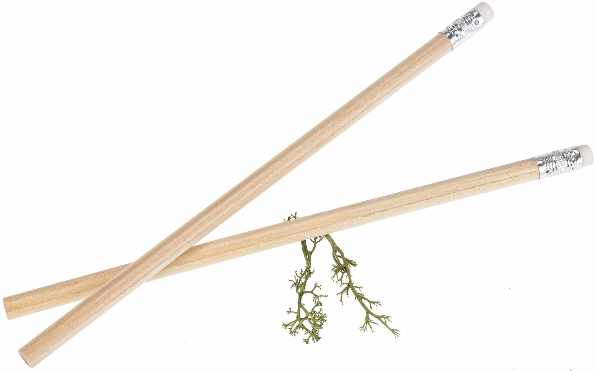 Unbehandelter Holzbleistift mit Radiergummi