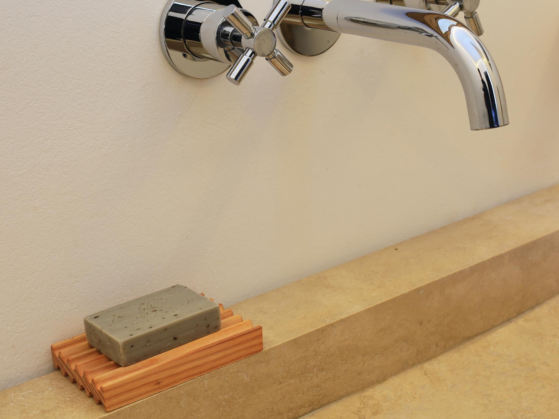 Seifenschalen Set mit Eselmilchseife eckig Olive
