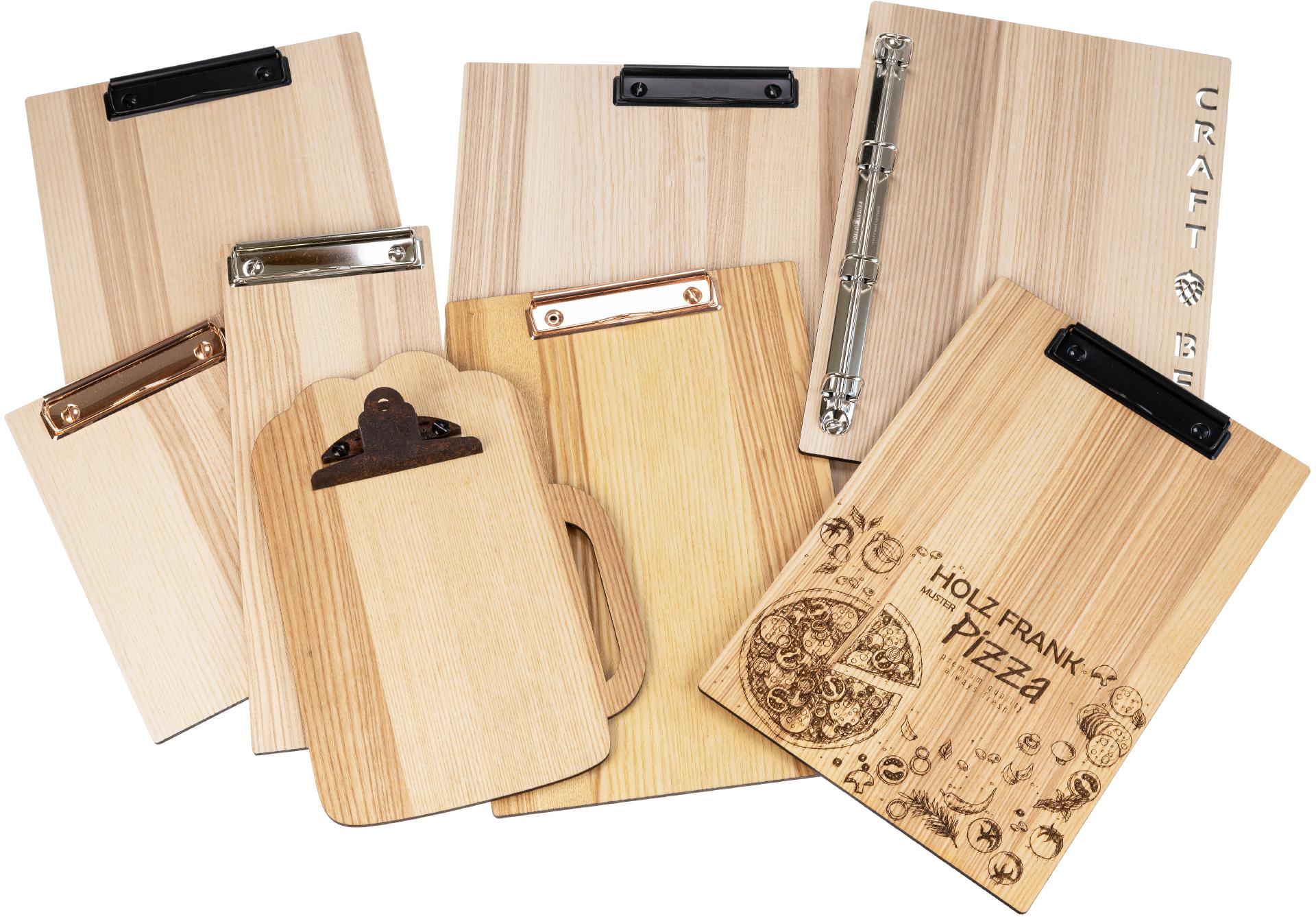 Holz Klemmbrett aus FSC Esche mit Kern