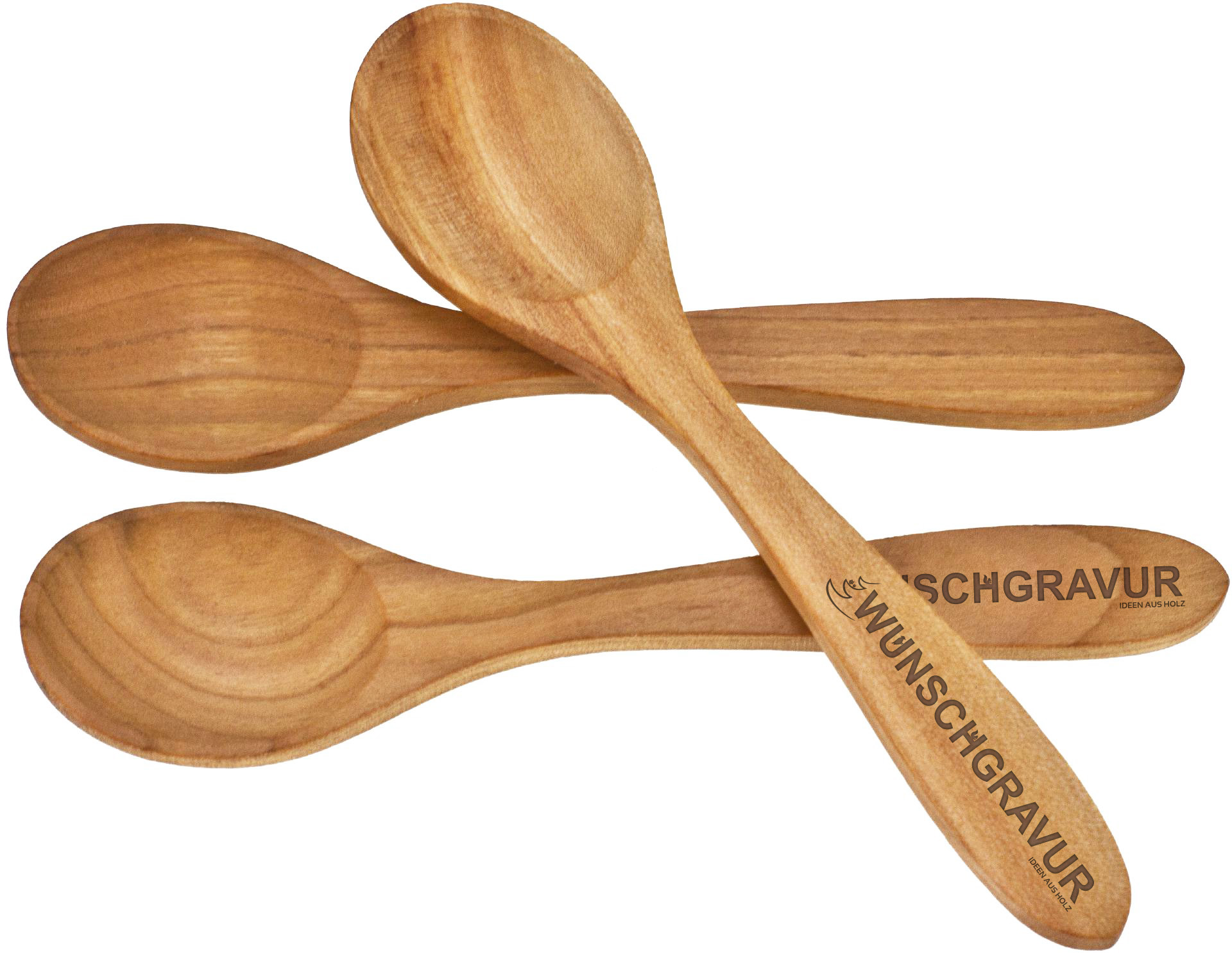 Personalisierter Holz Kinderloeffel Teeloeffel aus Kirsche geoelt mit Lasergravur