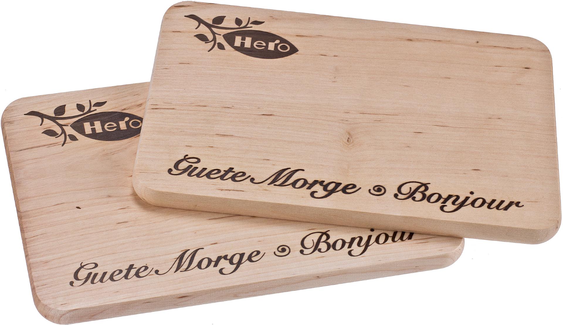 Personalisiertes Frühstücksbrettchen aus FSC® Erle 22,5 x 12,5 x 1,2 cm mit Lasergravur
