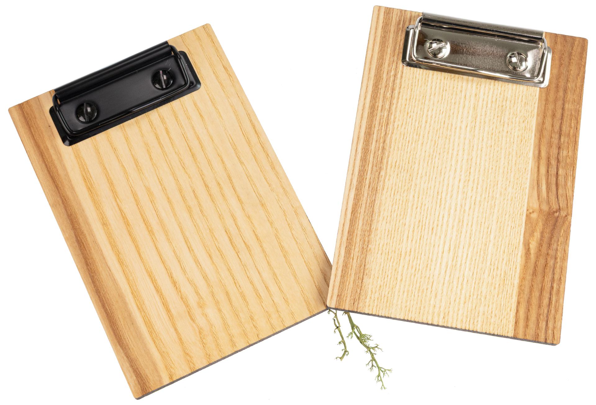 Rechnungs Klemmbrett / Notizbrett / Kellnerblock aus FSC® Esche geölt - Briefklemme Schwarz