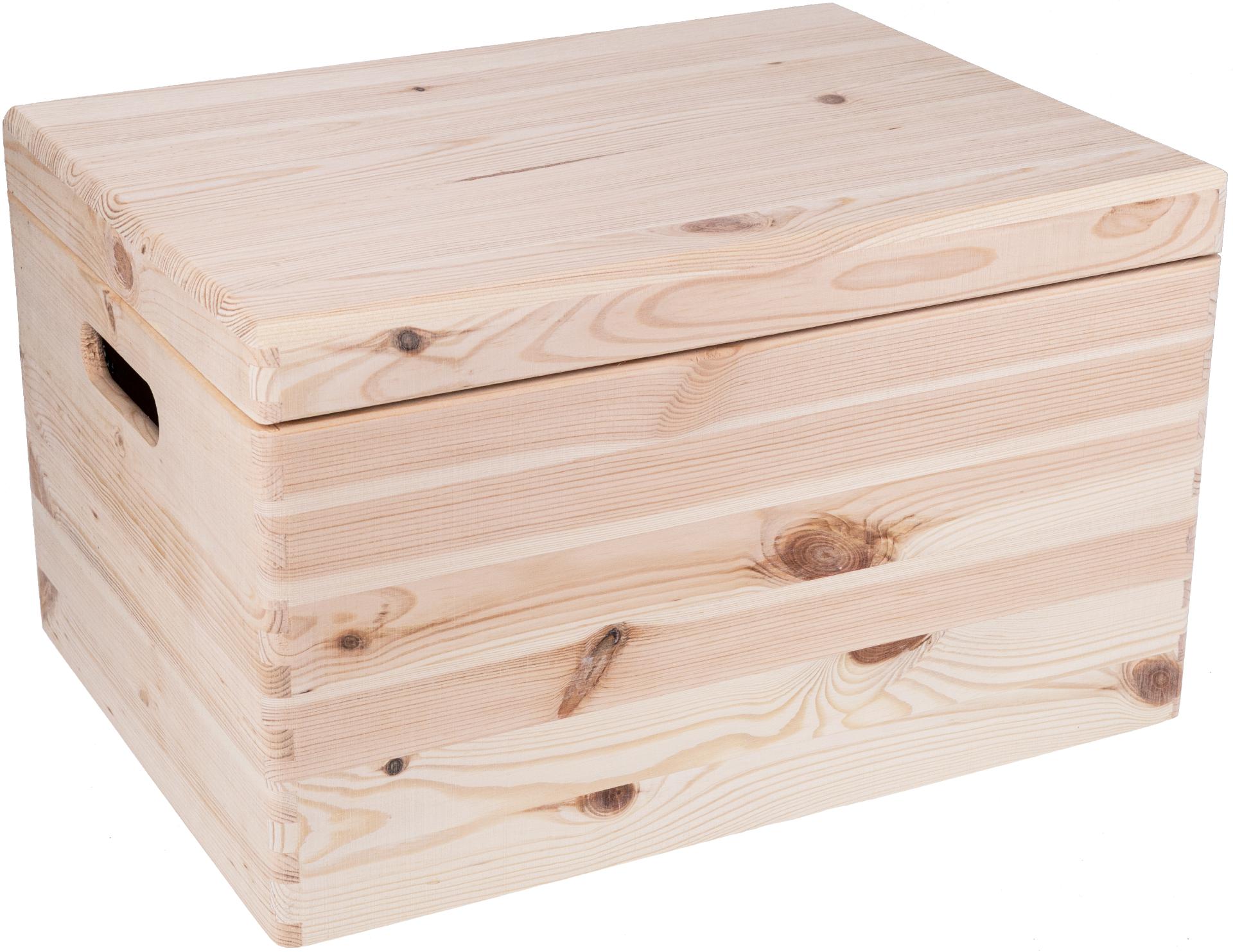 GroÃŸe Holz Kiste mit Massivholz Klappdeckel und Griff