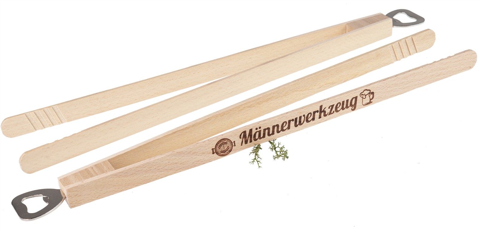 Grillzange / Würstchenzange mit Flaschenöffner und lustigen Sprüchen - Männerwerkzeug