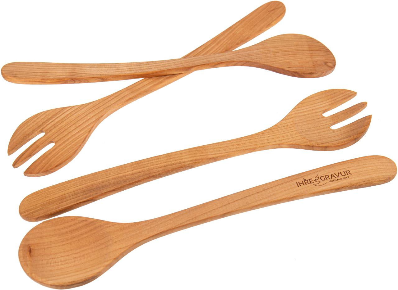 Salatbesteck 2-Teilig aus Geöltem Kirschholz - 35 cm