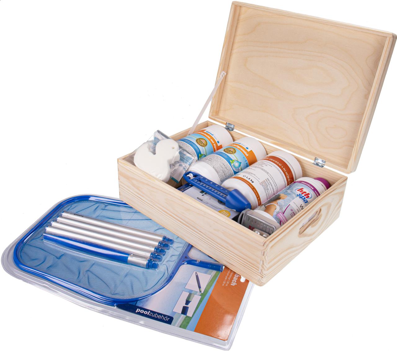 Badefass Starterset HotTub Zubehoer und Wasser Pflege Chlor Set