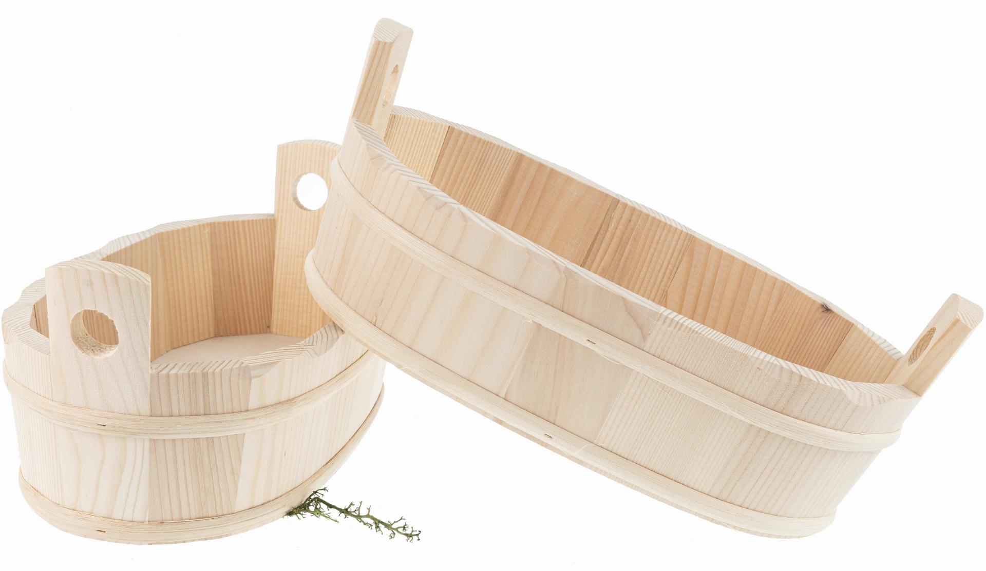 Ovale Wannen fassgebunden aus Fichtenholz - Handgefertigt 31 x 12 x 14,5 cm