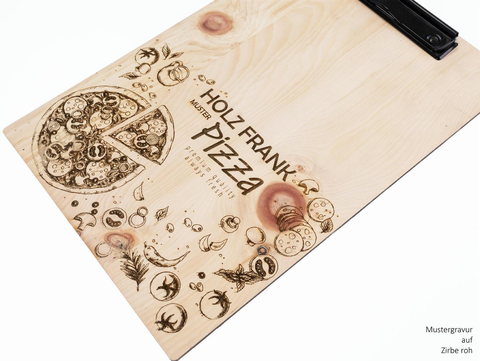 Holz Klemmbrett Zirbe roh mit Gummiband