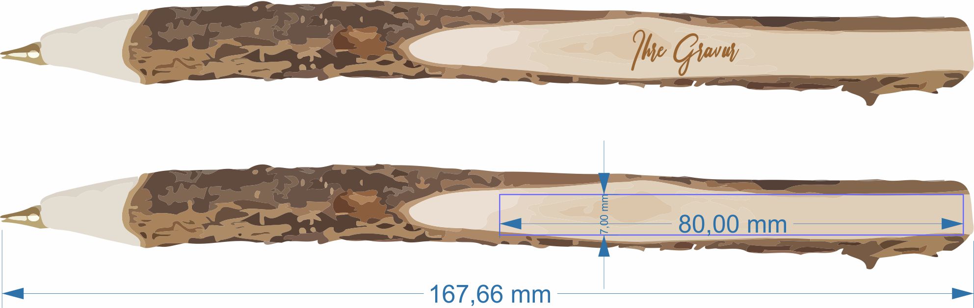 Personalisierter Holz Ast Kugelschreiber mit Laser Gravur