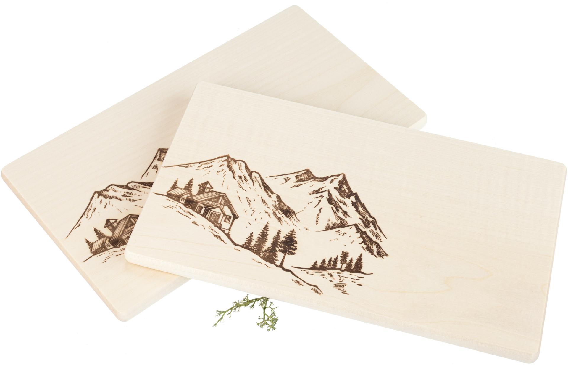 Frühstücksbrett FSC® Ahorn 26 x 15 x 1,2 cm - Alm Hütte