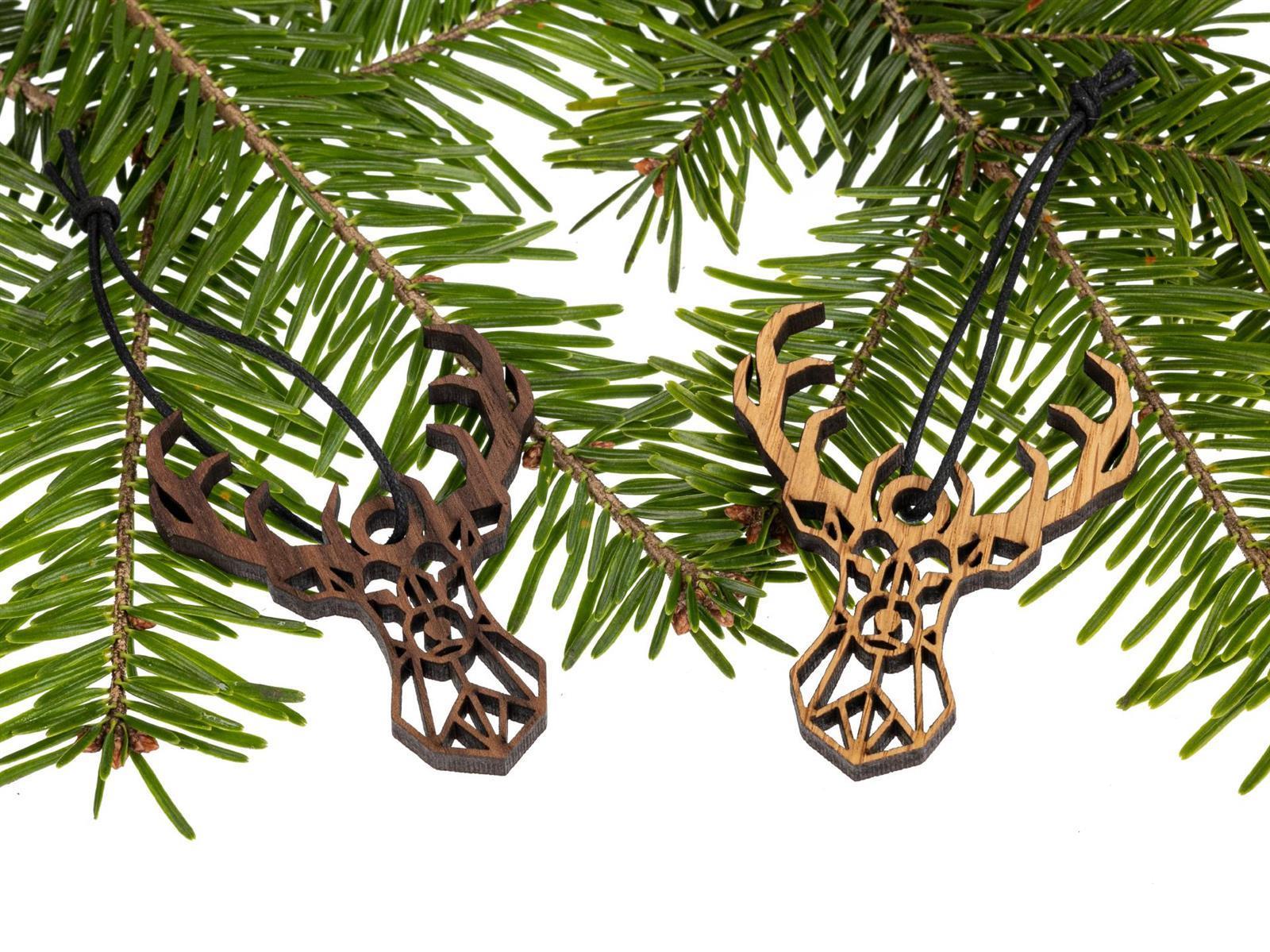 Holz Weihnachtsbaumschmuck Hirsch Polygon Eiche geoelt FSC